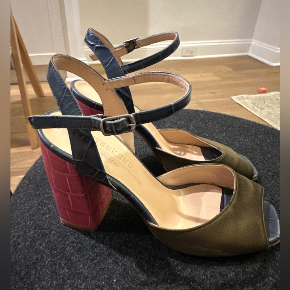 MAX MARA Gessy Buckle Leather Silk Multicolor Sandals